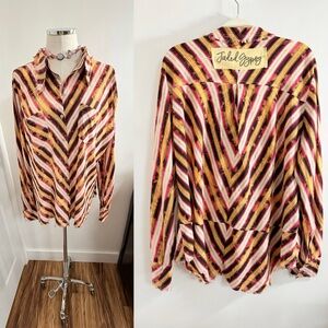 Jaded Gypsy Sunset Striped Button-Down Top